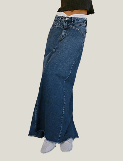 Maxi Denim Skirt with Relaxed Fit