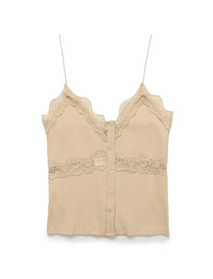 Lace Ribbed Camisole Top