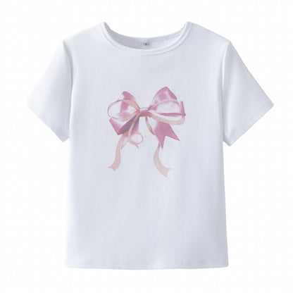 Bow Embellished Graphic Tee