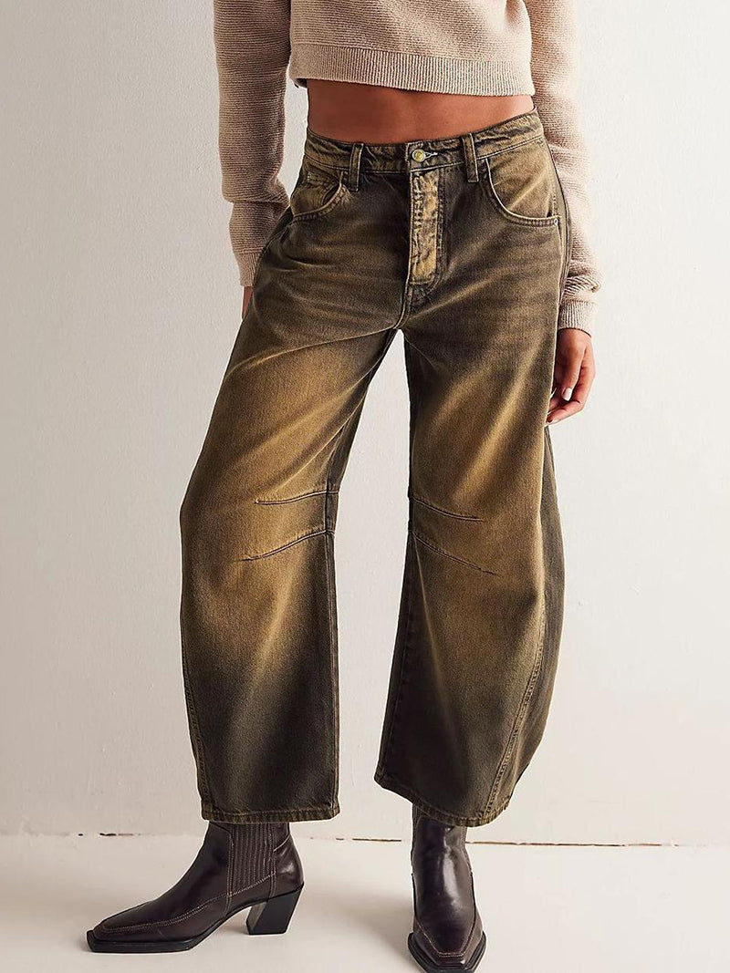 Wide-Leg Mid-Rise Pants