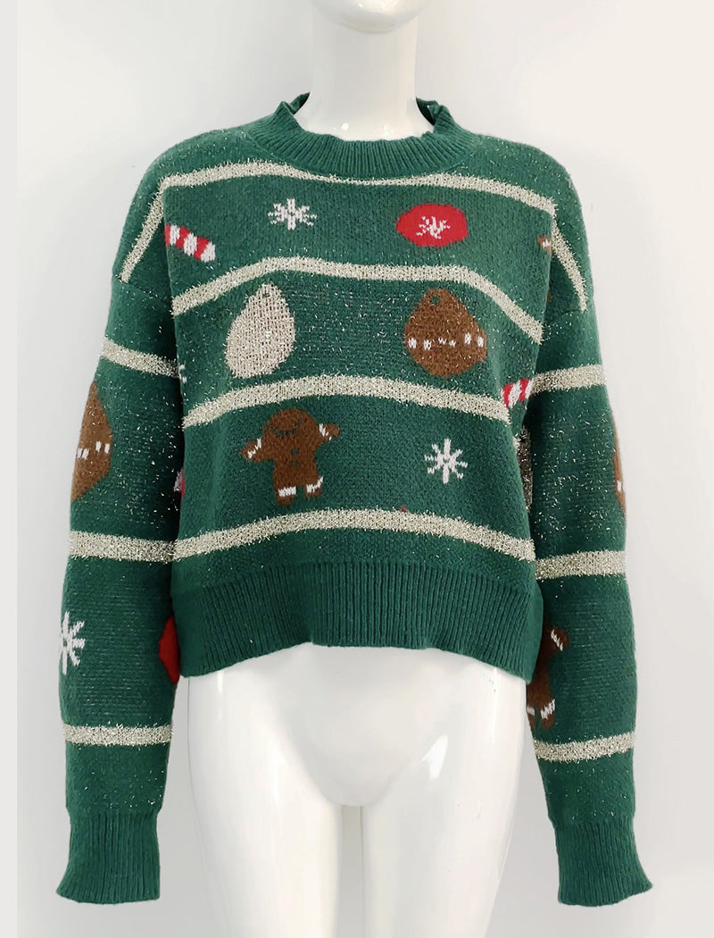 Festive Knit Sweater with Holiday Motifs