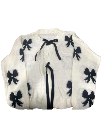 Bow-Embellished Knit Cardigan