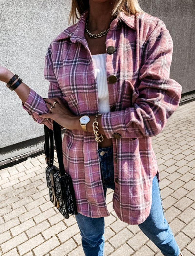 Plaid Oversized Mid-Length Shirt