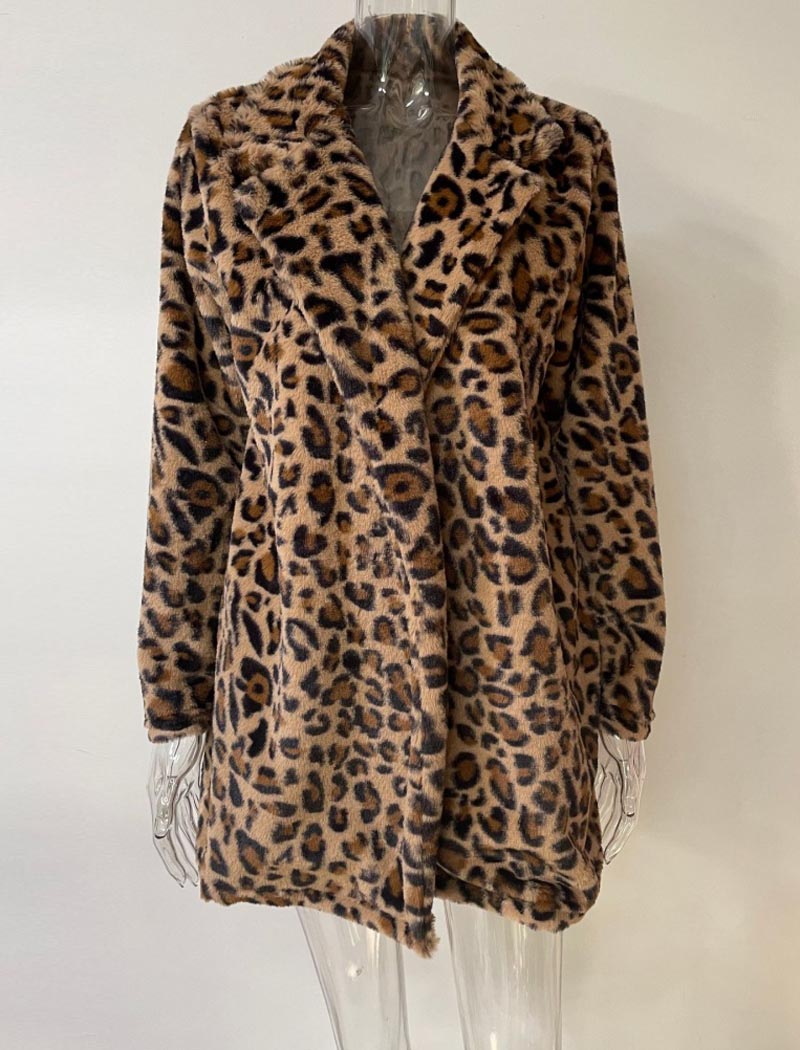 Leopard Print Faux Fur Coat