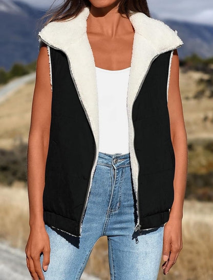 Sleeveless Puffer Vest with Zipper Front