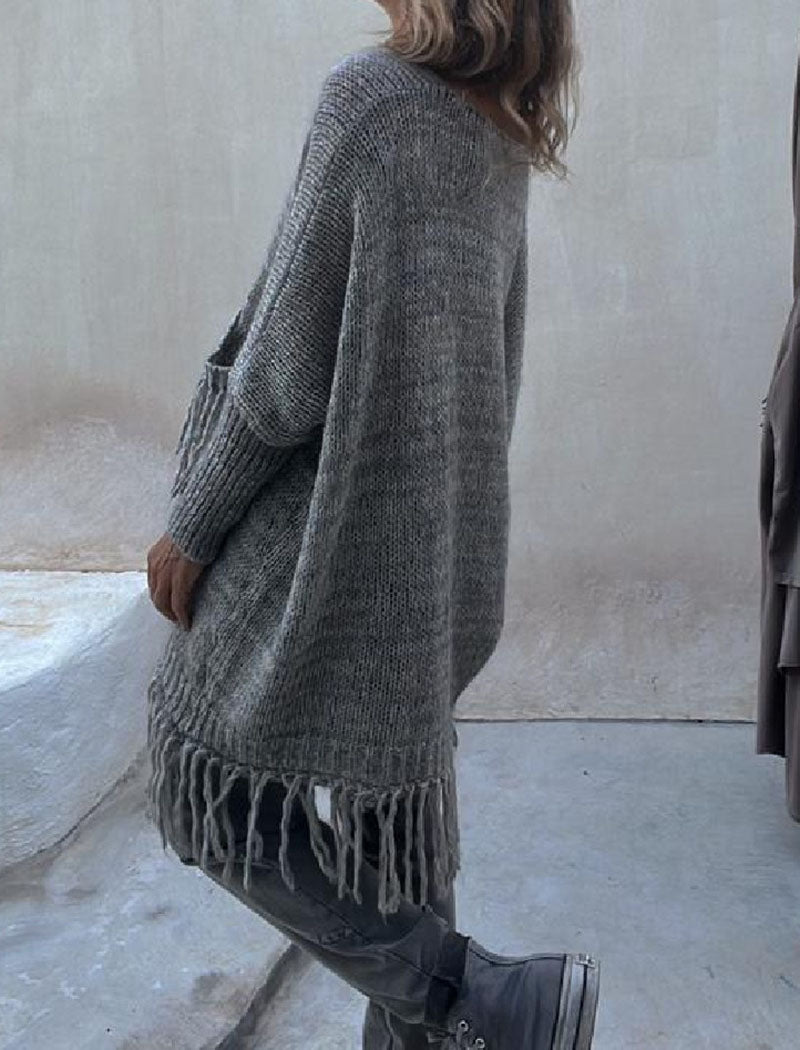 Fringe Detail Oversized Sweater