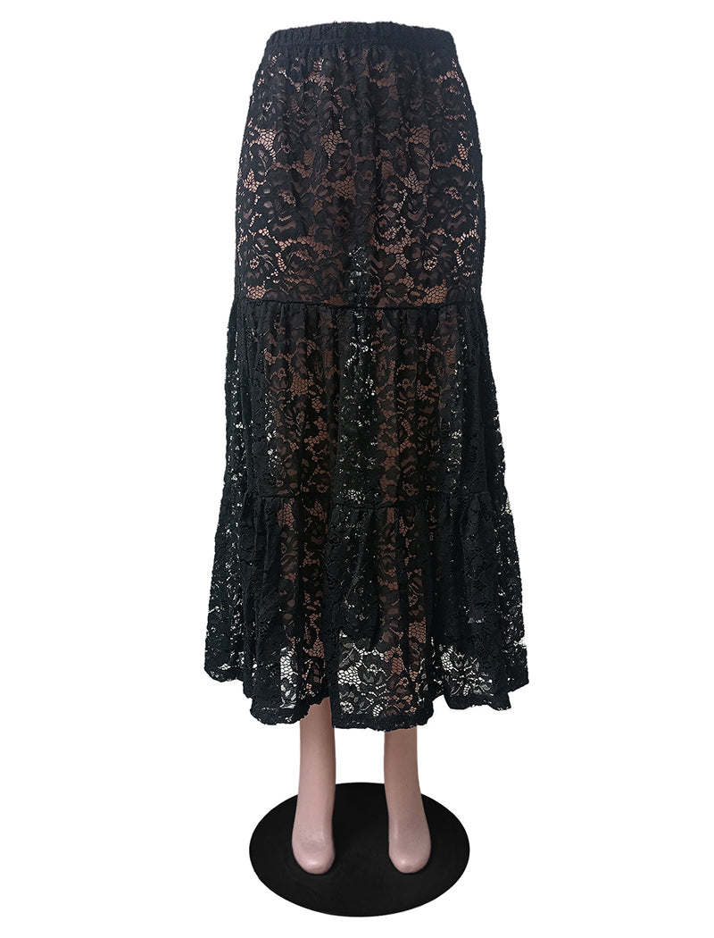 Sheer Lace Maxi Skirt