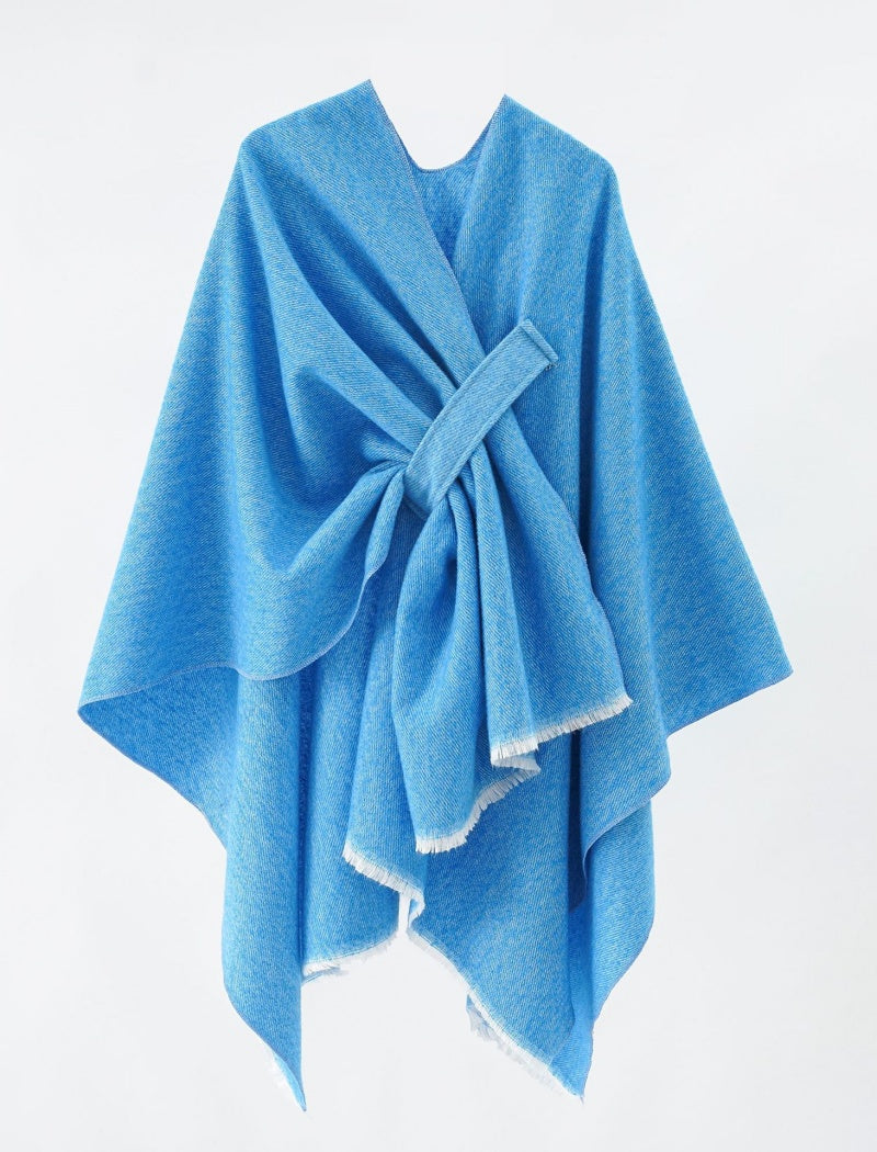 Two-Tone Oversized Shawl with Contrast Trim