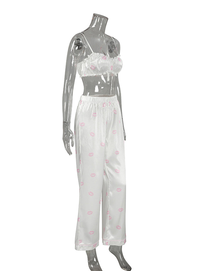 Satin Floral Pajama 3 Piece Set