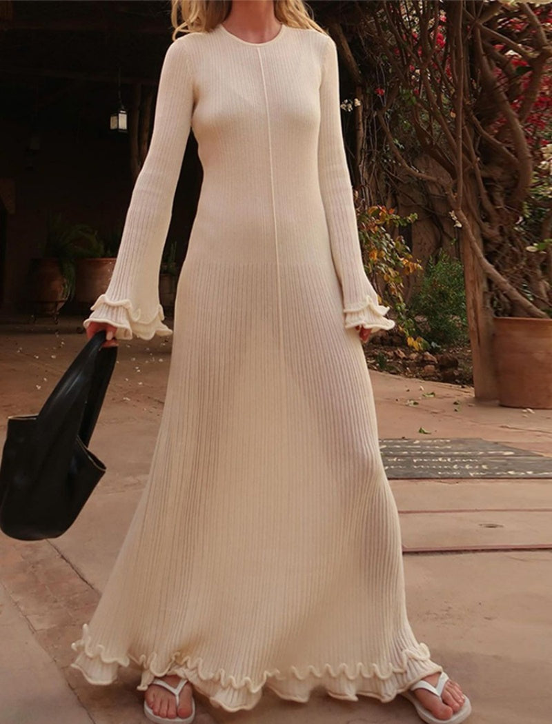 Elegant Ribbed Maxi Dress