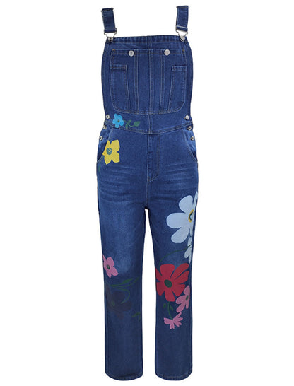 Floral Denim Overalls