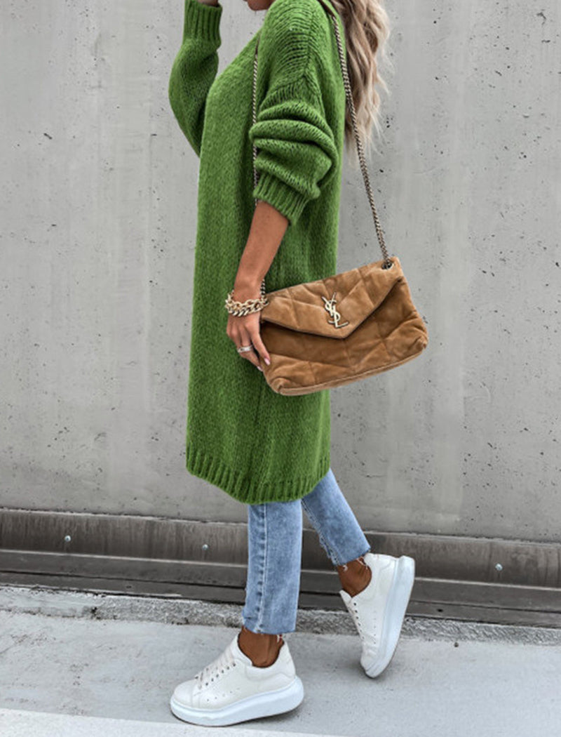 Solid Long-Sleeve Knit Cardigan