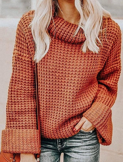 Solid Color High-Neck Sweater