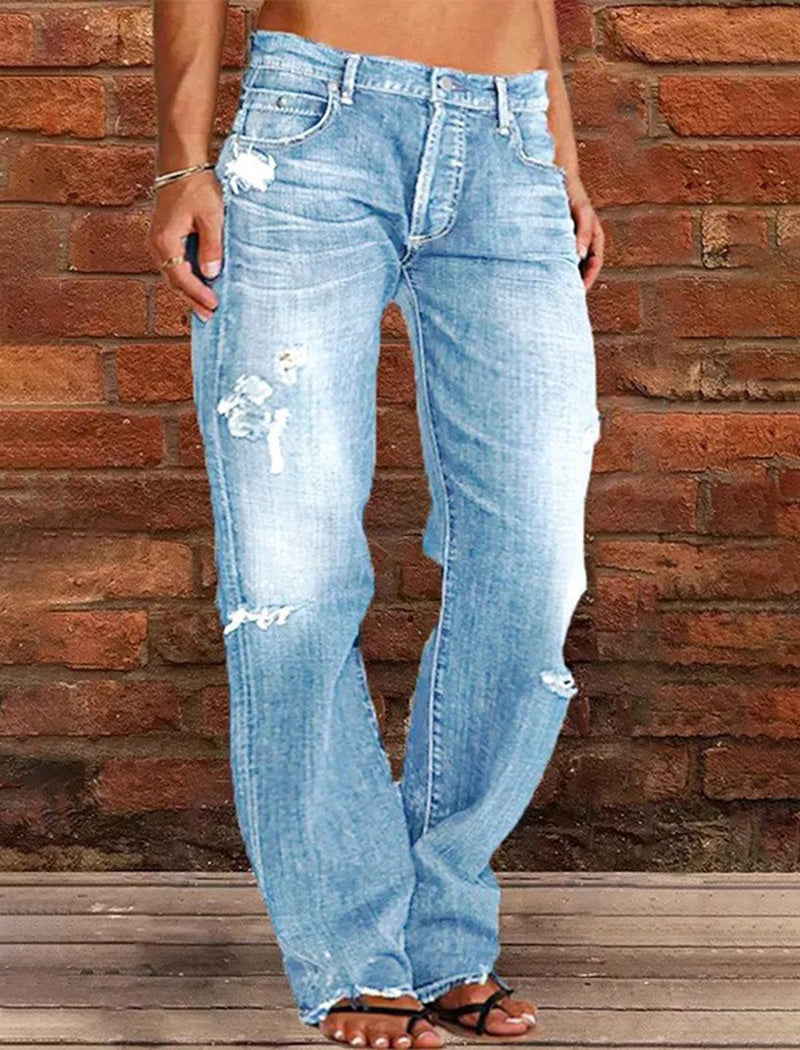 Relaxed Fit Distressed Jeans