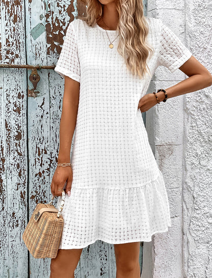 Solid Short Sleeve Mini Dress