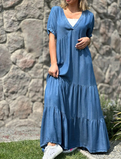 V-Neck Tiered Maxi Dress