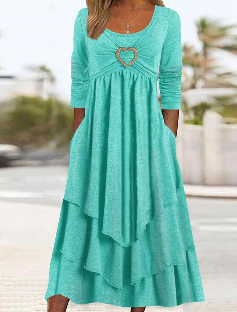 Heart-Cutout Layered Maxi Dress