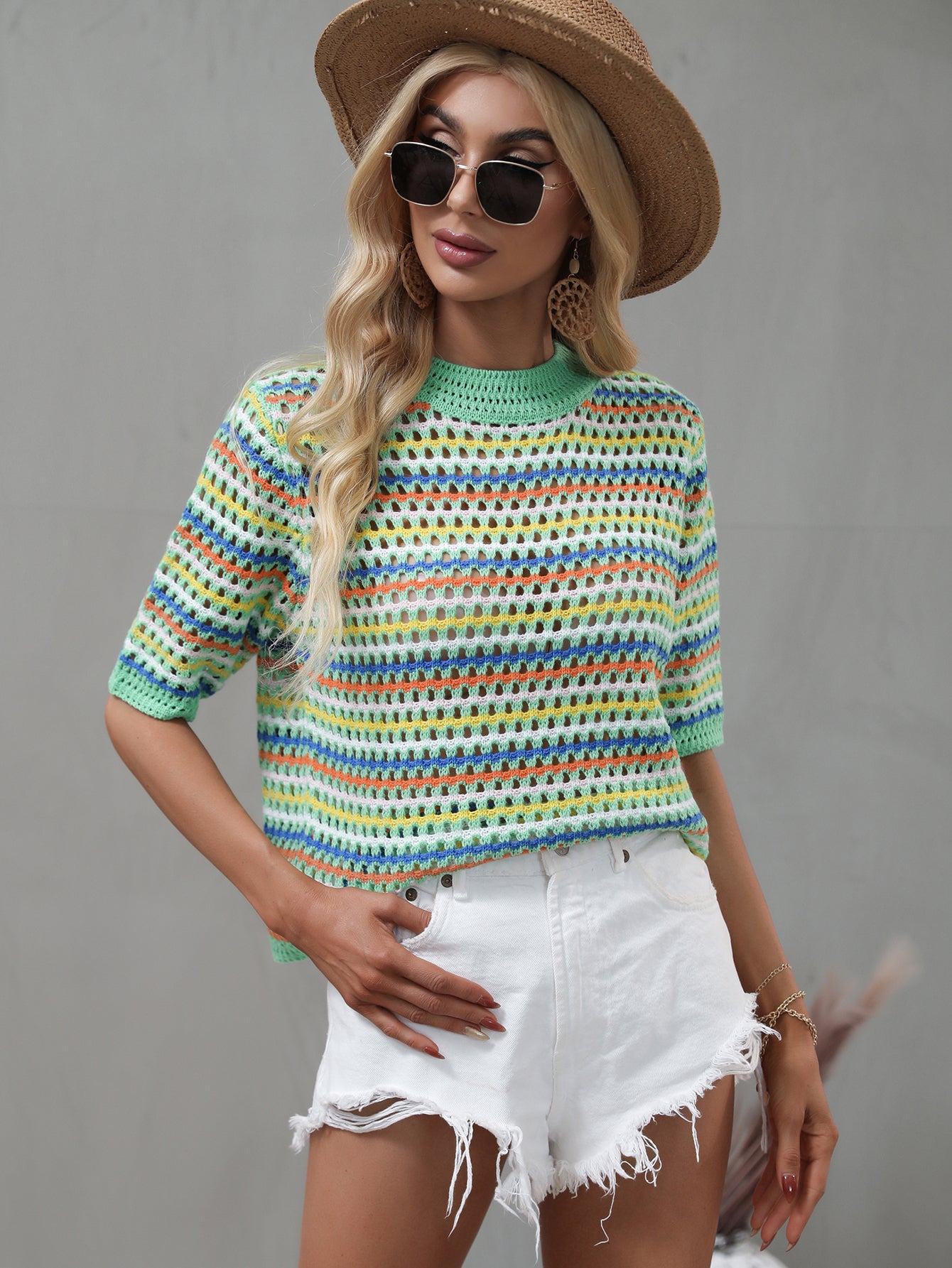 Color-Block Striped Knit Sweater