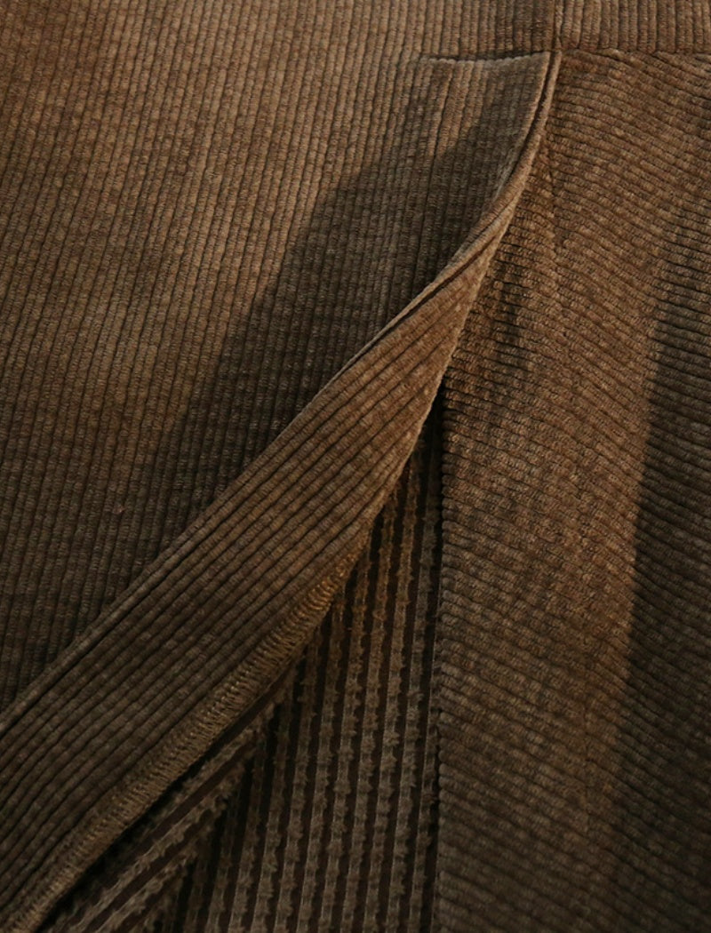 Flared Corduroy Skirt with Panel Detail