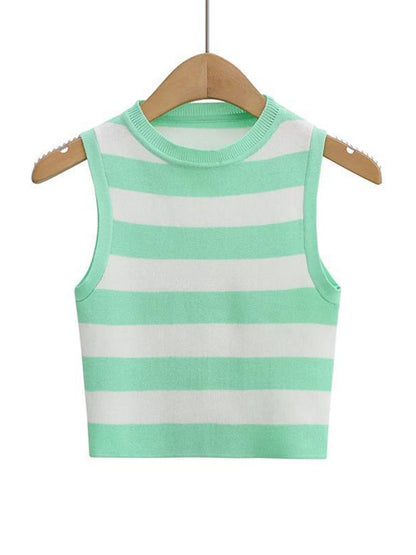 Striped Ribbed Knit Tank Top