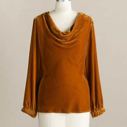 Draped Neck 3/4 Sleeve Blouse