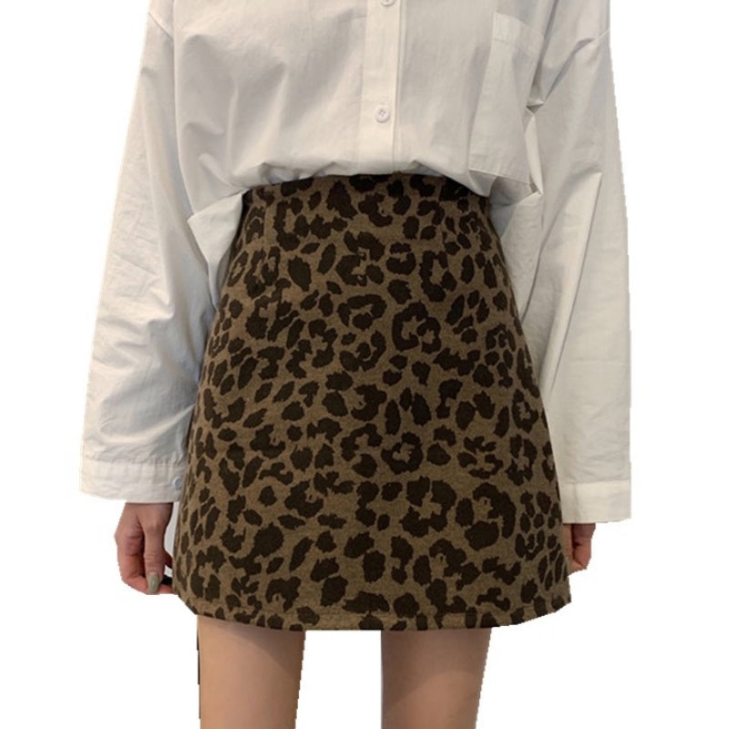 High-Waisted Leopard Print Mini Skirt