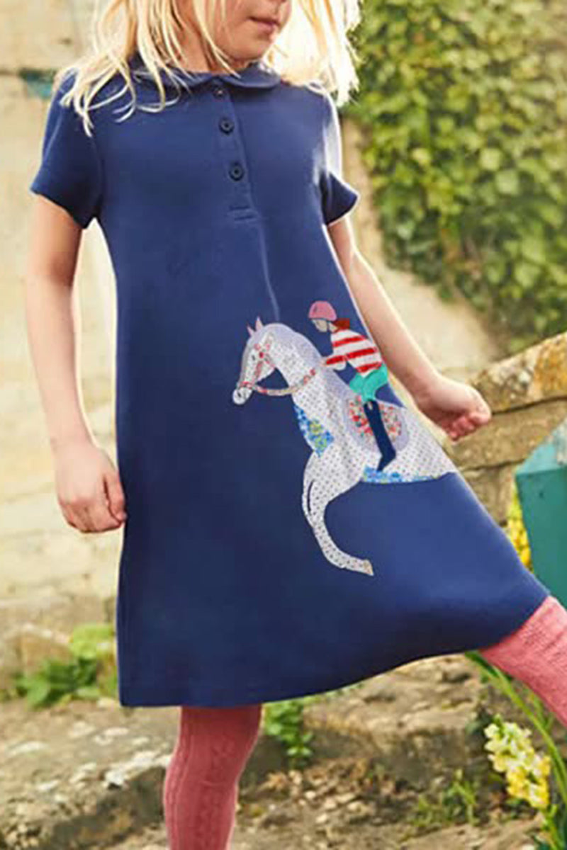 Horse Print Polo Dress (Kids)