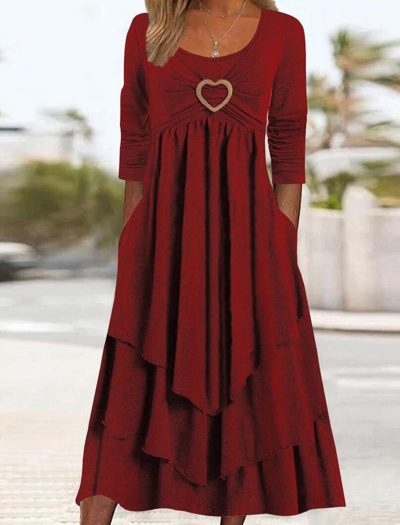 Heart-Cutout Layered Maxi Dress