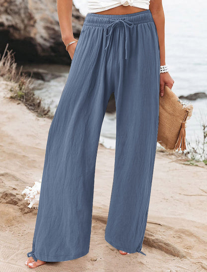 Wide-Leg Drawstring Pants