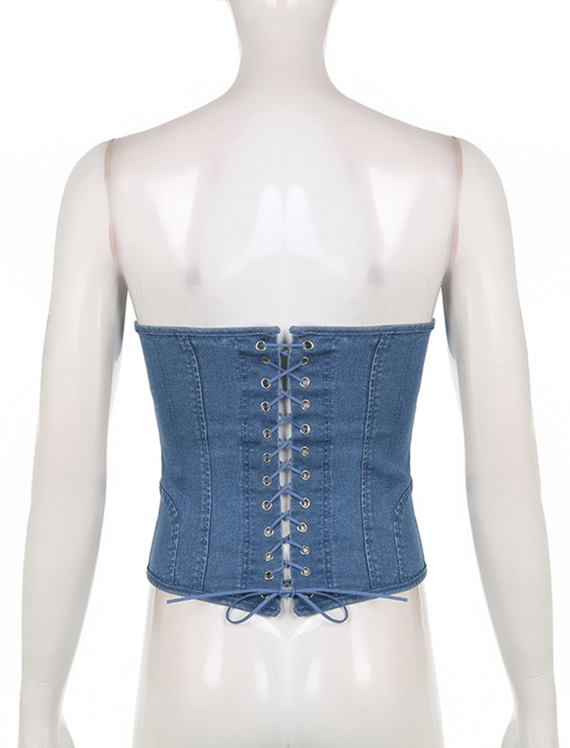 Denim Corset Bustier Top