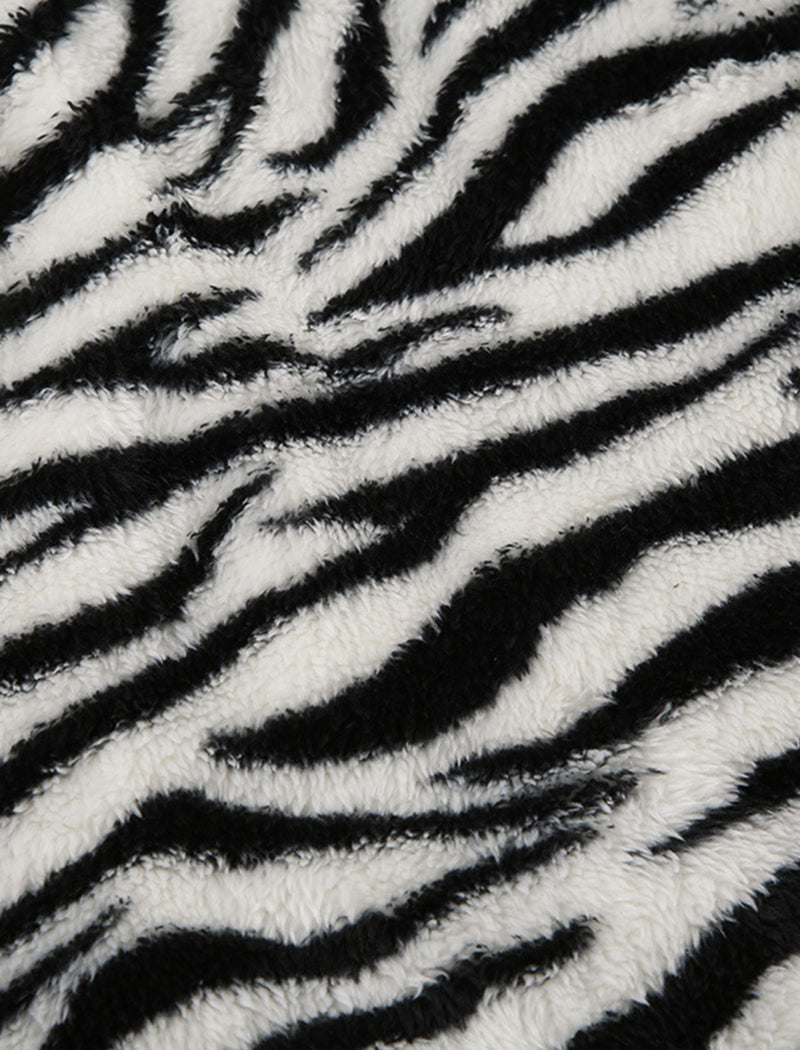 Zebra Faux Fur Mini Skirt