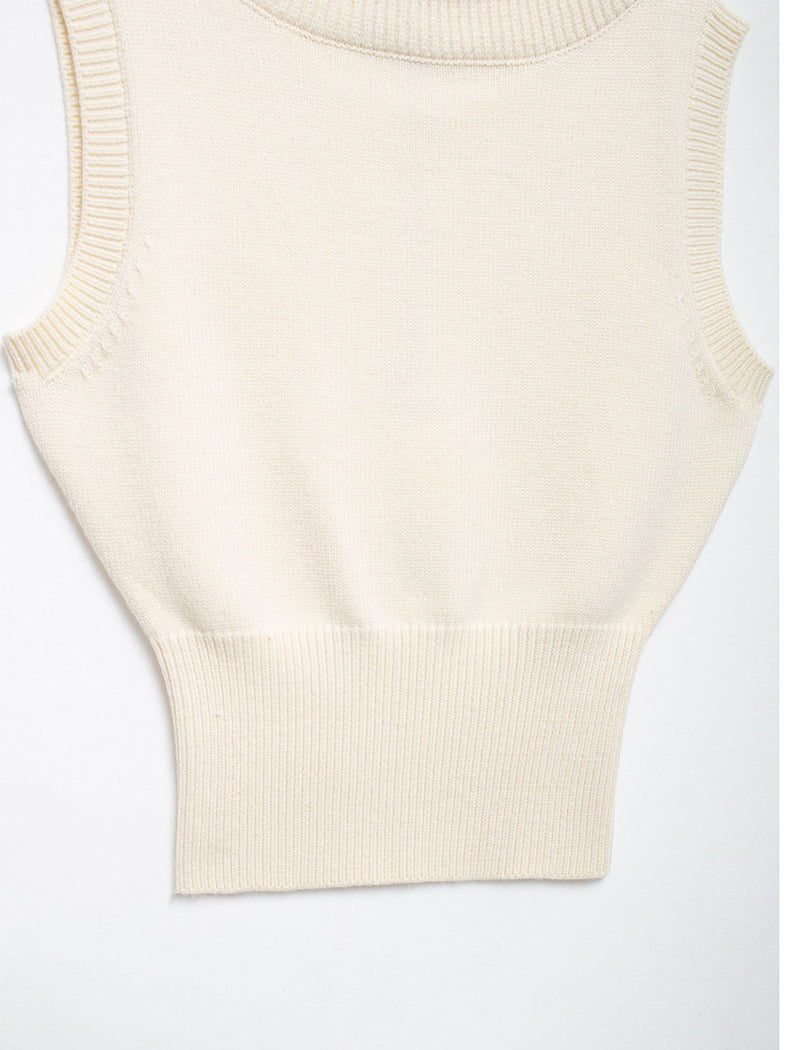 Mock Neck Knitted Cropped Tank Top