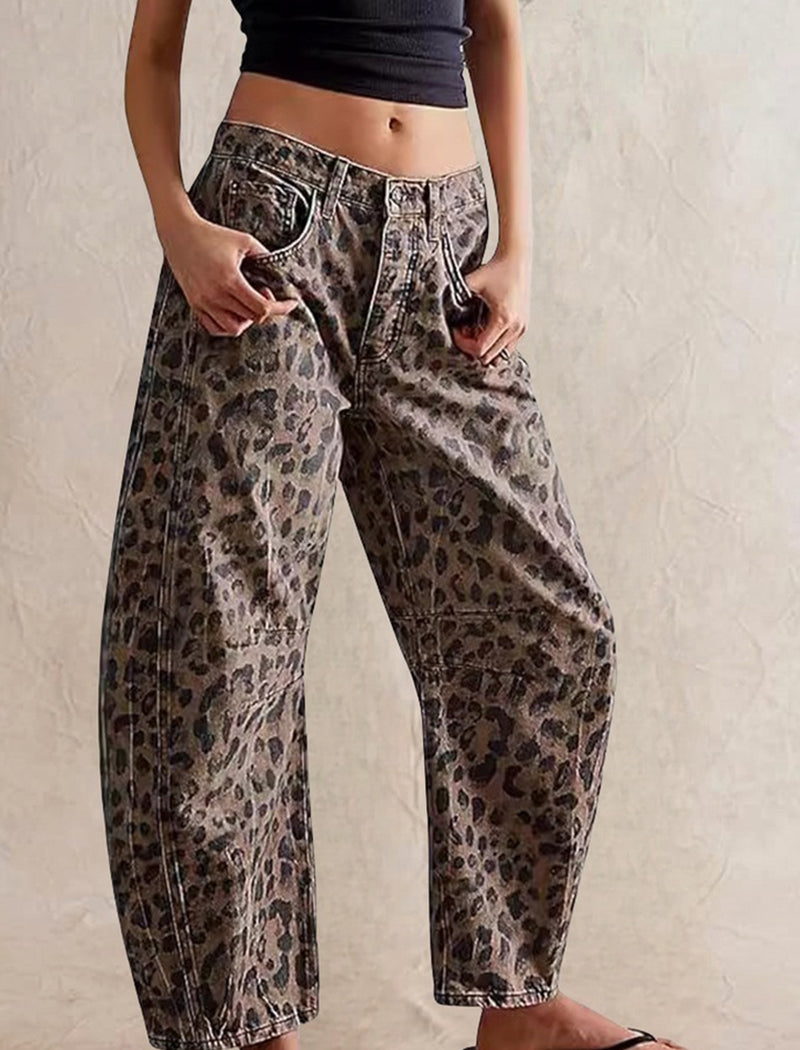 Wide Leg Leopard Print Pants