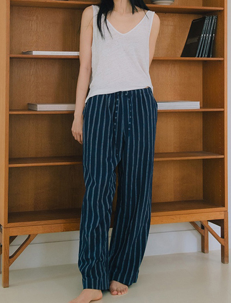 Striped Wide-Leg Lounge Pants