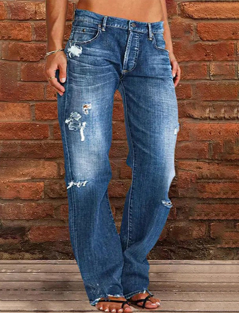 Relaxed Fit Distressed Jeans