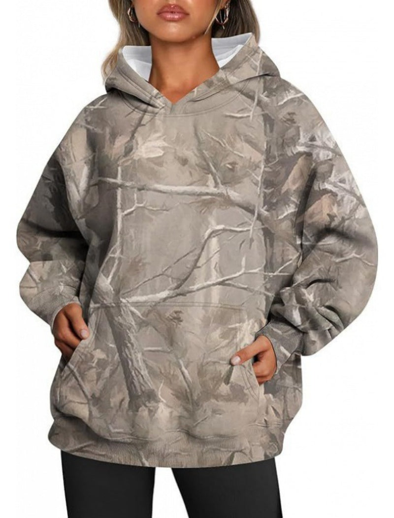 Oversized Camo Print Hoodie
