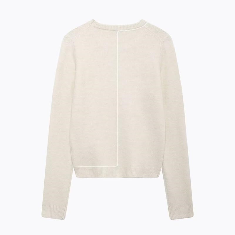 Colorblock Trim Round Neck Knit Sweater