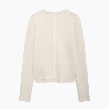 Colorblock Trim Round Neck Knit Sweater
