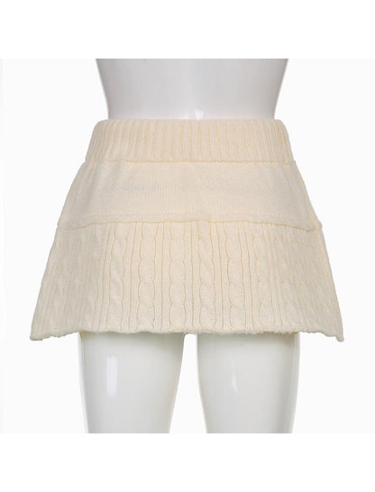 Cable Knit Pom-Pom Mini Skirt