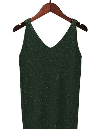 Sleeveless V-Neck Knit Tank Top