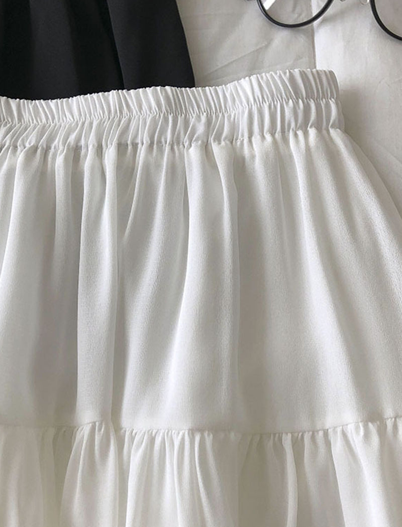 Elastic Waist Patchwork Skirt