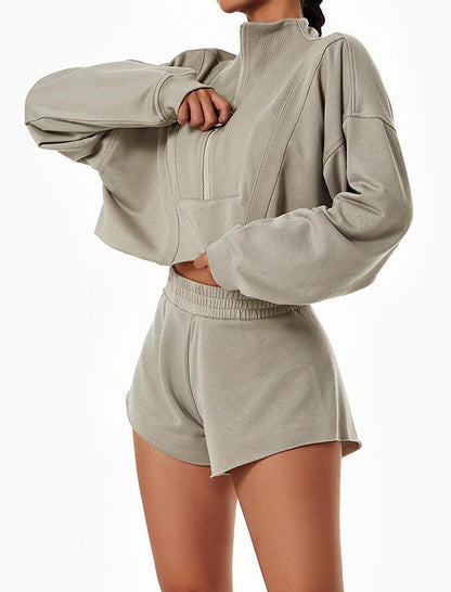 Cropped Pullover and High-Rise Shorts Set