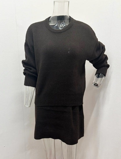 Ribbed Sweater and Mini Skirt Set