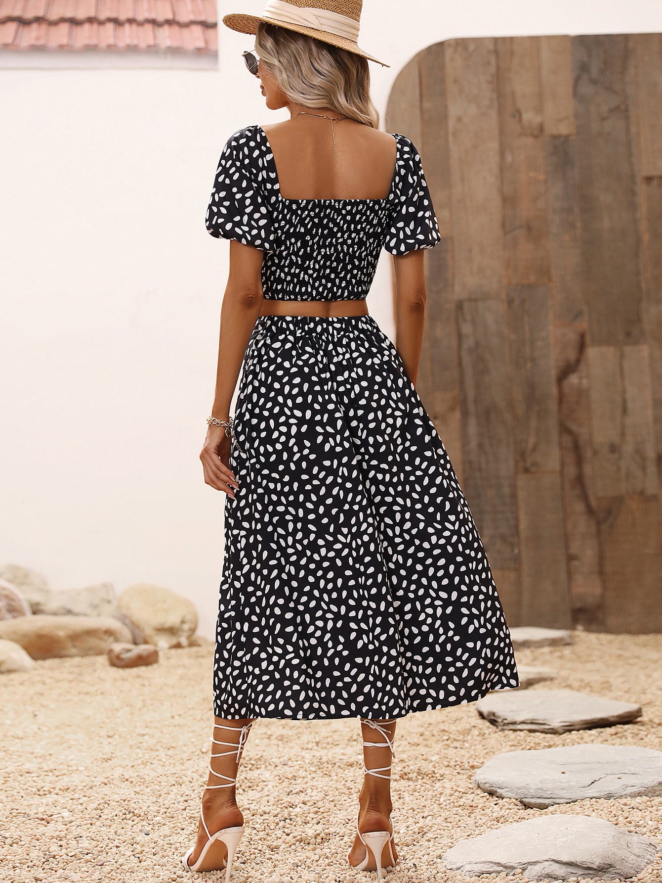 Polka Dot  Crop Top and Skirt Set