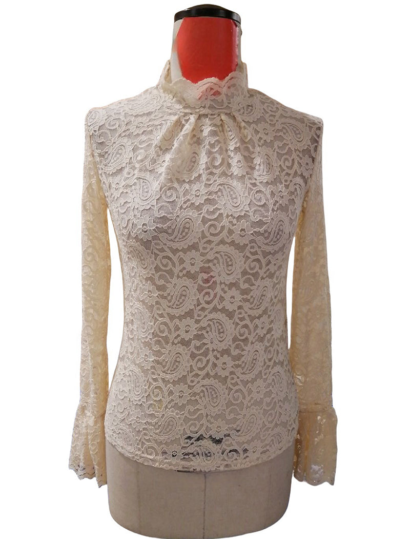 Elegant Lace Bell Sleeve Blouse