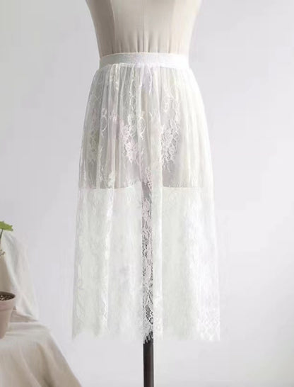 Sheer Lace Overlay Mini Skirt