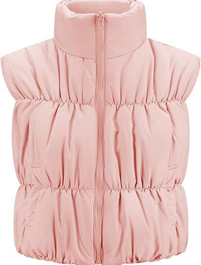 Padded Zip-Up Cropped Vest