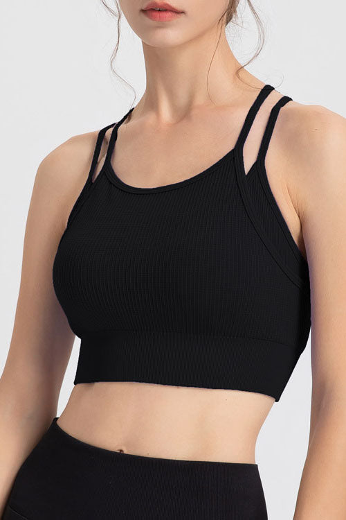 Strappy Ribbed Sports Bra