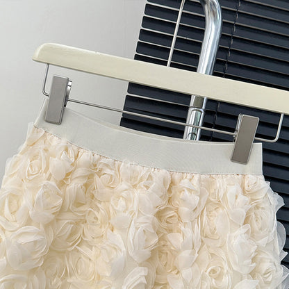 High-Waisted 3D Floral Mini Skirt