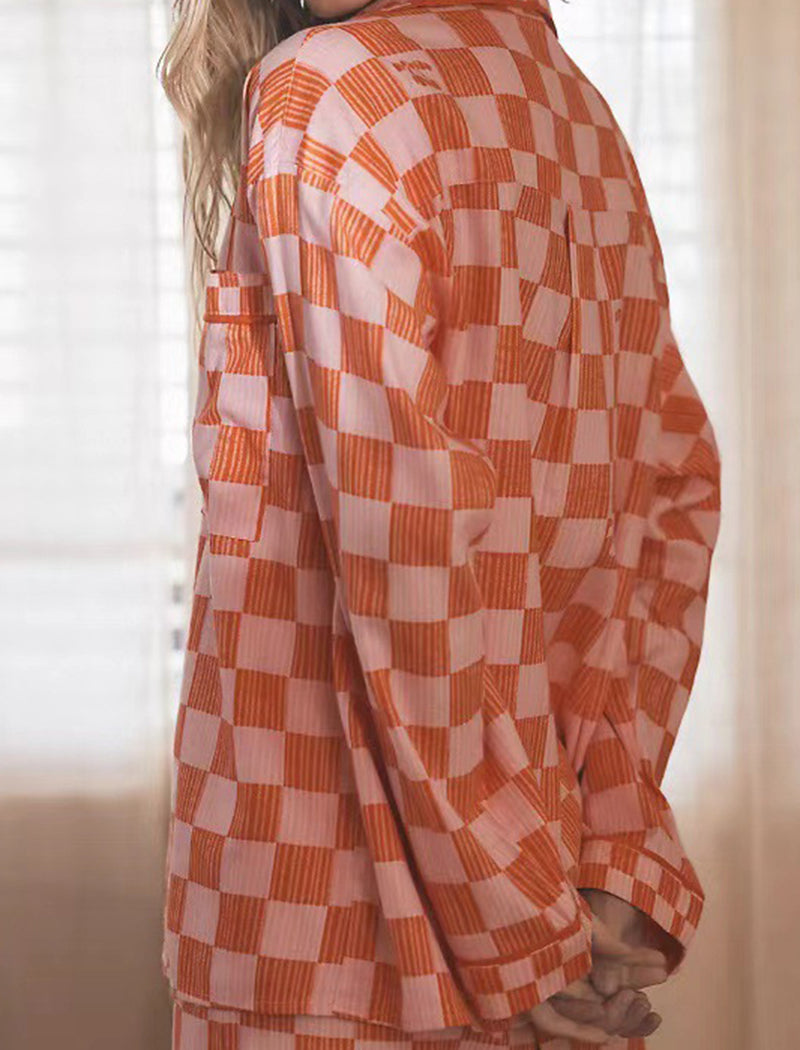 Checkered Button-Up Pajama Set